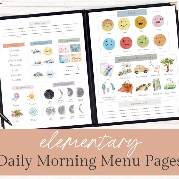 Morning Menu Daily Sheet | Morning Time Elementary | Morning Time Homeschool  | Daily Homeschool Planner | Morning Menu Homeschool