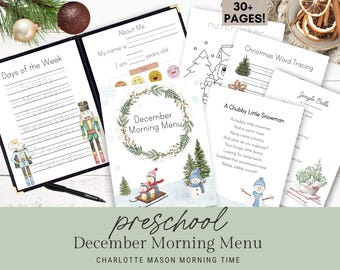 Preschool December Morning Menu | Christmas Homeschool Charlotte Mason Morning Time (Digital Download)