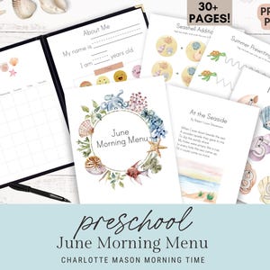 Menu du matin de juin pour les enfants d'âge préscolaire | Menu du matin pour les enfants d'âge préscolaire | Panier du matin de juin École-maison Charlotte Mason | Heure du matin d'été