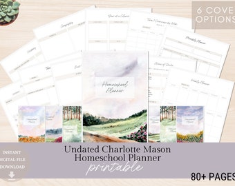 UNDATED Charlotte Mason Homeschool Planner | Lesson Planning Pages | Monthly Planner | Homeschool Lesson Planner | Term Planner Monday Start