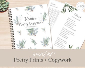 Winter Poetry Copywork: Elementary Handwriting, Homeschool (Digital Download)