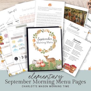 Pages du menu du matin de septembre | Menu du matin d'automne | Menu du matin d'automne | Charlotte Mason, l'école à la maison de l'heure du matin | Classeur du matin pour l'école à la maison