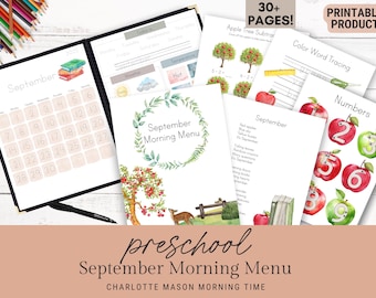 Preschool September Morning Menu | Preschool Morning Menu | September Morning Basket  Charlotte Mason Homeschool | Homeschool Morning Menu