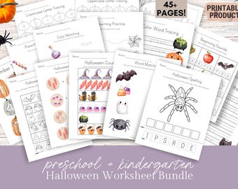 Halloween Math & Literacy Workbook: Preschool Kindergarten Bundle (Digital Download)