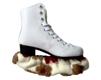 Thick Ice Skate /Figure /Hockey Blade Soakers Covers With Brown Flowers