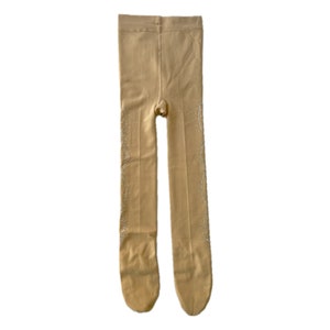 May include: Beige tights with a sparkly design on the sides.
