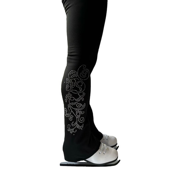 Ice Skating/Figure Skating Fleece Leggings Tights Over Boots Black With Studs