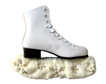 High Quality Ice Skate /Figure /Hockey Blade Covers Soakers White Snow Flakes