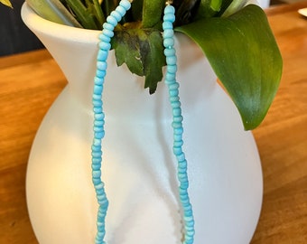 Blue seed bead necklace