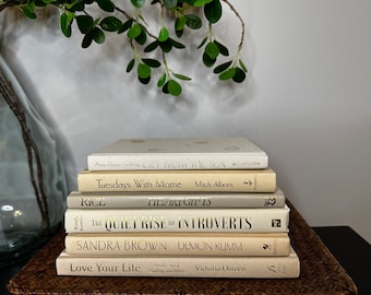 Neutral, beige, cream books - Book Stack - Decorative Books - Interior Design - Book Decor - Books for Staging - Office Decor - Home Decor