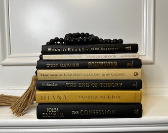Black and yellow books - Book Stack - Decorative Books - Interior Design - Book Decor - Books for Staging - Office Decor - Home Decor