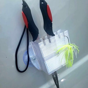 Fishing Caddy Mini version (1x) - Boat & Kayak Mounted Compartment Tackle Caddy (lures, hooks, crankbaits, spinnerbaits, tools, accessories)