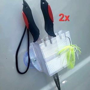 Fishing Caddy Mini version (2x) - Boat & Kayak Mounted Compartment Tackle Caddy (lures, hooks, crankbaits, spinnerbaits, tools, accessories)