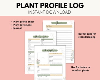 Profil de la plante, entretien des plantes, journal des plantes