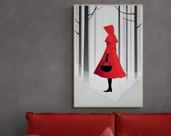 Red Riding Hood Minimalist Digital Printable Wall Art