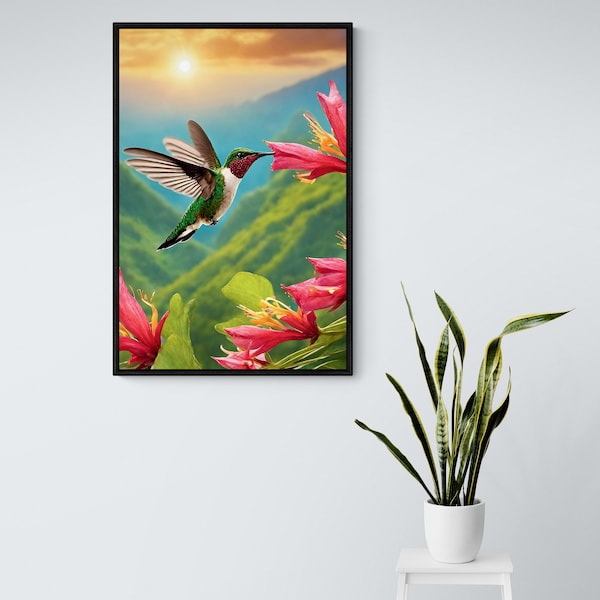 Jamaican Hummingbird Wall Art Digital Printable Art, Tropical Hummingbird, Hummingbird Poster, Hummingbird Print, Bird Art