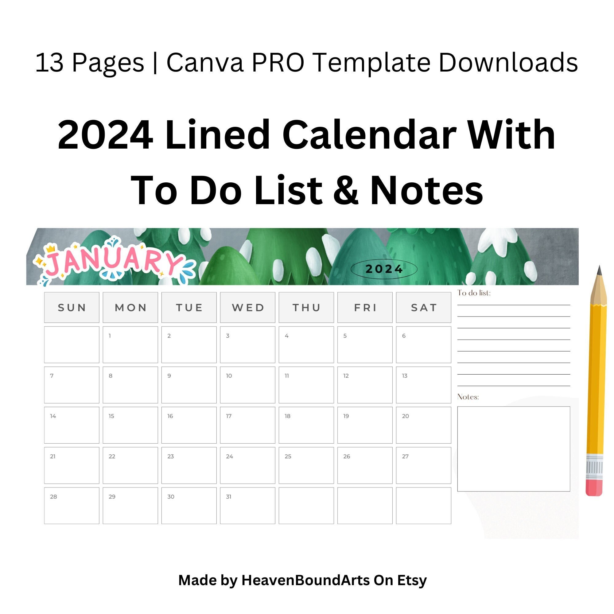 2024-monthly-calendar-lined-with-to-do-list-and-notes-printable-calendar-canva-template-minimalist-calendar-year-calendar-landscape-etsy