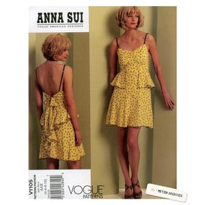 Vogue V1105 Anna Sui Misses Dress Sewing Pattern Uncut OOP Vintage Designer
