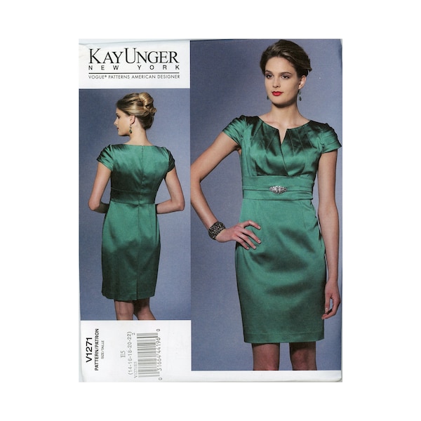 V1271 Satin Cocktail Dress Pattern, Vogue Designer Kay Unger • Bridesmaid Dress, Wedding Guest Dress, Formal Dress Uncut Sewing Pattern