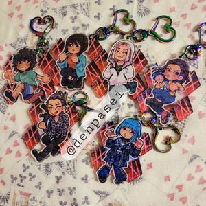 Arisu AiB holographic keychains / 2 inch acrylic charms,  double sided, heart clasp