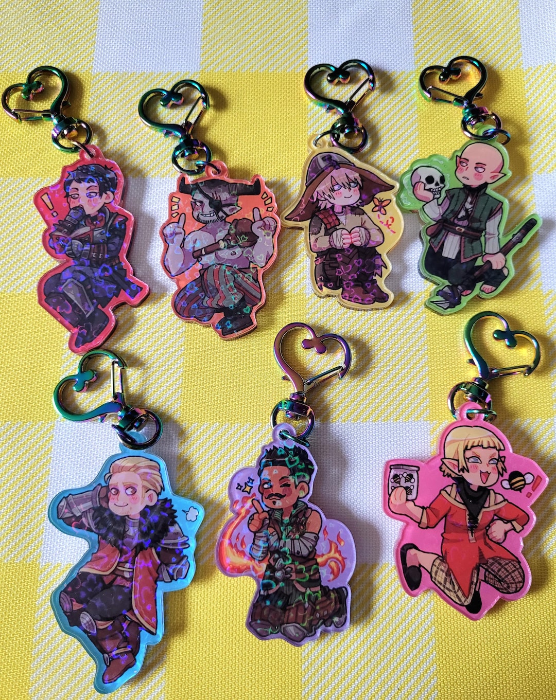 DAI Keychains, 2 Inch Acrylic Charms With Heart Clasp, Heart ...