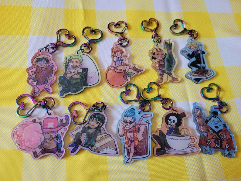 Pirate Menu Keychains, 2 Inch Acrylic Charms With Heart Clasp and ...
