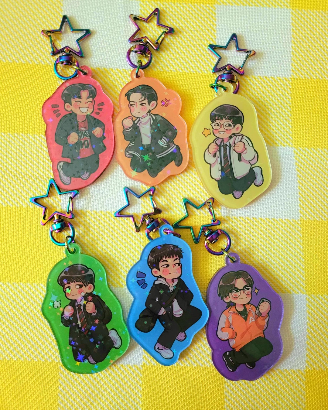 Class Two Keychains / 2 Inch Acrylic Charms / Star Clasp and ...