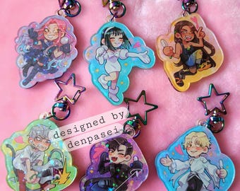 ALNST 2 inch acrylic keychains / Alien Stage charms with star clasp