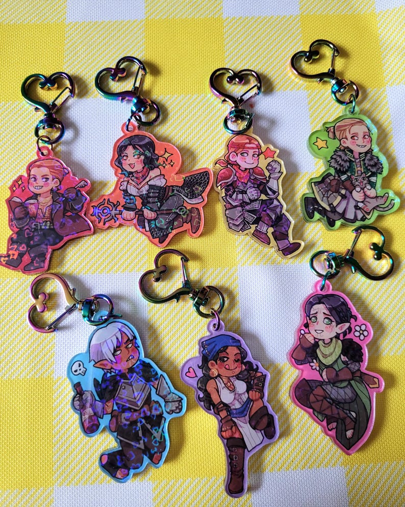 DA 2 Keychains / 2 Inch Acrylic Charms With Heart Clasp and Holographic ...