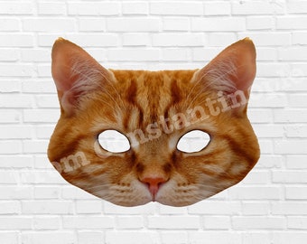 Ginger Cat Printable Mask, Ginger Cat, Real Photo Cat Mask, Halloween Mask, Printable Mask,Cat Costume , Ginger Cat Party , Zoom Costume