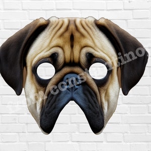Pug Printable Mask, Dog, Pug, Real Photo Dog Mask, Halloween Mask, Printable Mask, Pug Costume , Little Dog, Pug Party , Zoom Costume