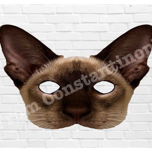 Siamese Cat Printable Mask, Cat, Siamese Cat, Real Photo Cat Mask, Halloween Mask, Printable Mask, Cat Costume ,Cat Party , Zoom Costume