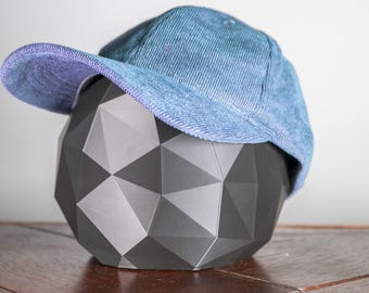 Hatt-/keps-/baskerhållare, lågpoly-sfär, hattdisplay, present till pappa, heminredning