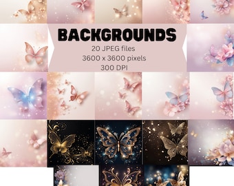 Glitter Butterflies digital background, Digital paper, Butterflies digital paper, Background digital download