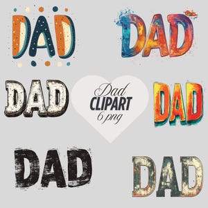 Clipart de papá, diseño de camiseta del Día del Padre, texto DAD en negrita PNG, clipart de sublimación para tazas, camisetas, regalos, cartas imprimibles para papá