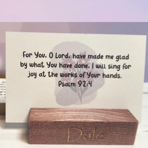 Personalized Bible Verse Card Set with Wood Stand: Christian Gift - 52 Verses
