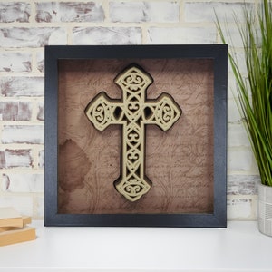 Handmade Cross Shadowbox - Religious Home Decor