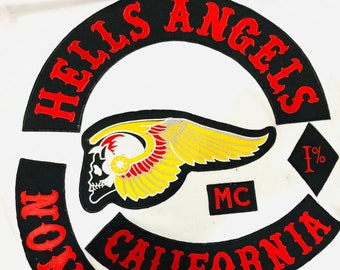 Hells Angels grandes parches de motociclista bordados para chaleco/chaqueta planchada, parche de chaleco, parches personalizados para motociclistas, parche MC Club, envío gratis