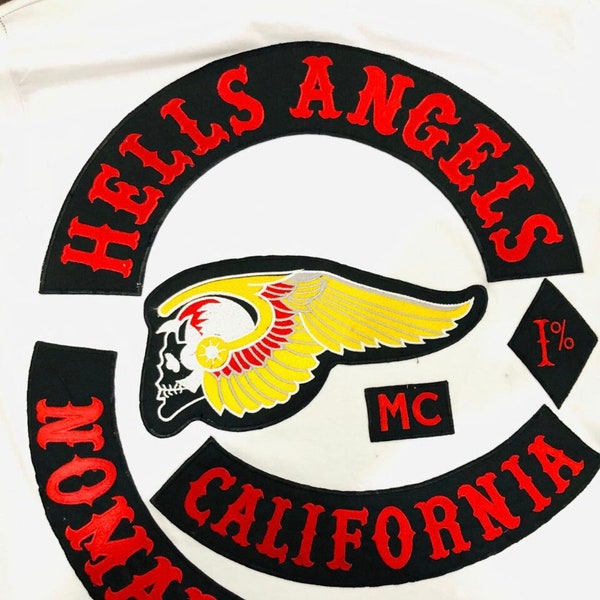 Hells Angels grote geborduurde biker patches voor vest/jas opstrijkbare, vest patch, aangepaste patches voor motorrijders, MC club patch, gratis verzending