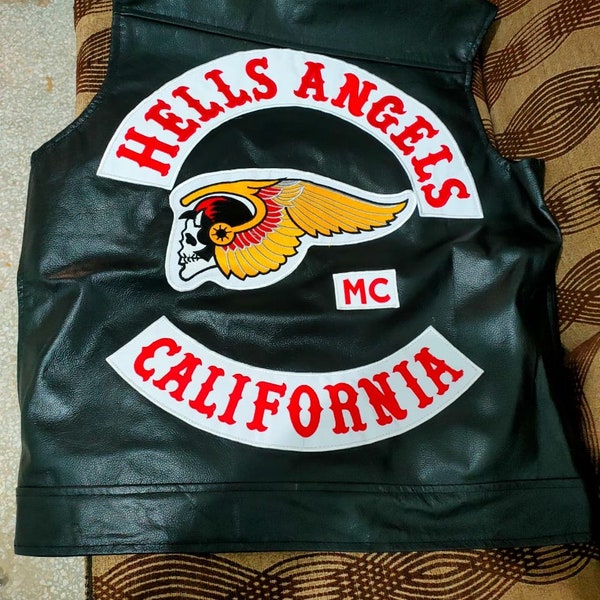 Hells Angels Vest Jax Leer Motorvest, Biker Vest, mouwloos Biker club Vest Cadeau voor hem Jas