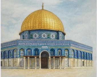 Hand-sketched Dome of Rock Digital Print