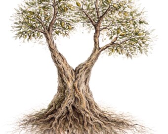 Hand-sketched Olive Tree Digital Print