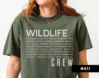 Comfort Colors Wildlife Conservation Shirt: Eco Animal Lover Tee