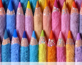 Kredki 3D Glitter Pencil, uroczy papier cyfrowy Back to School, wydruk dla dzieci w pierwszej klasie, puszysty plik sublimacji, dekoracja tapety do klasy