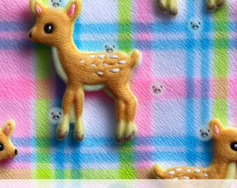 3d Cute Baby Deer Neon Plaid Seamless Pattern, Woodland Animal Nursery Digital Paper, Girly Fabric Sublimation Design, Fawn Scrapbook File