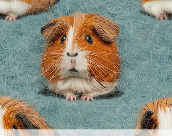 Padrão sem emendas de porquinho-da-índia fofo 3D, estampa animal, artesanato de diário de sucata, design de superfície de sublimação, papel digital, presente adorável para donos de animais de estimação