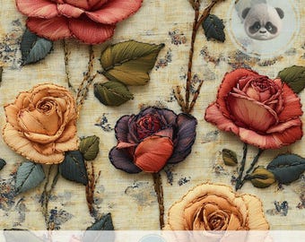 3D Vintage Rose Digital Papier, Florales nahtloses Muster für romantisches Junk Journal, Scrapbook, dunkle Cottagecore Dekor, Shabby Chic Collage
