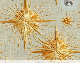 3d Atomic Starburst Seamless Pattern, Mid Century Modern Embroidered Effect Digital Paper for Retro Christmas Craft & Mystical Journals