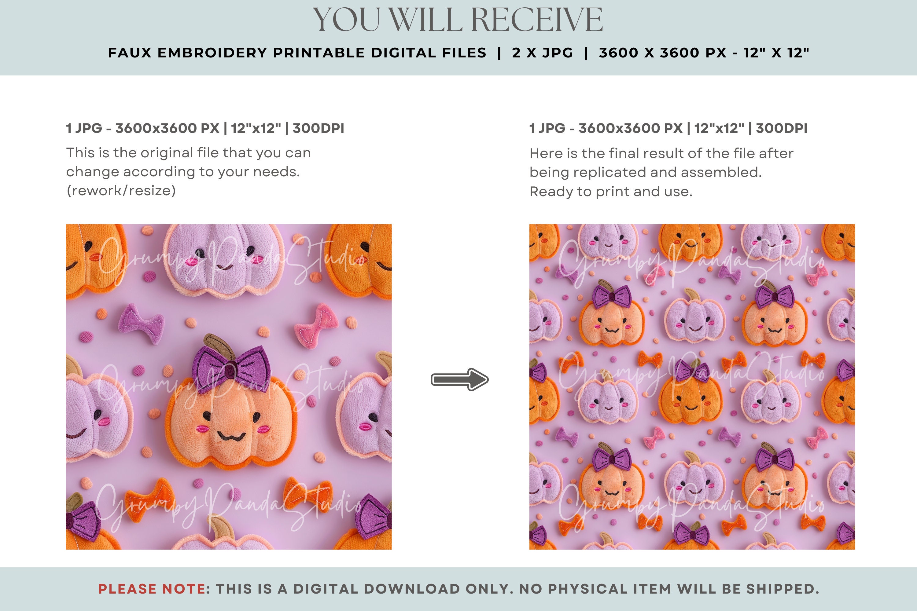 3d Coquette Pumpkins Seamless Pattern, Faux Embroidery Fluffy Texture ...