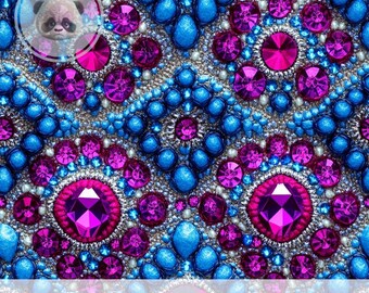3d Luxury Bejeweled Seamless Pattern, Rhinestone Digital Paper, Shiny Gemstone Repeating File, Maximalist Glam Background for Sublimation